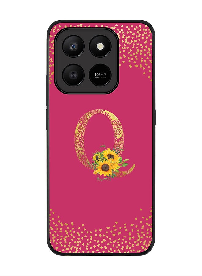 For Honor X7d 4G / X7d 5G / 400 Smart Case,Slim fit Camera Protection, Shockproof Thin Phone cover  - Custom Floral Monogram - Q ( Deep Pink )